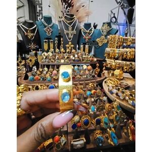 Gold and Blue Gemstone Bracelet